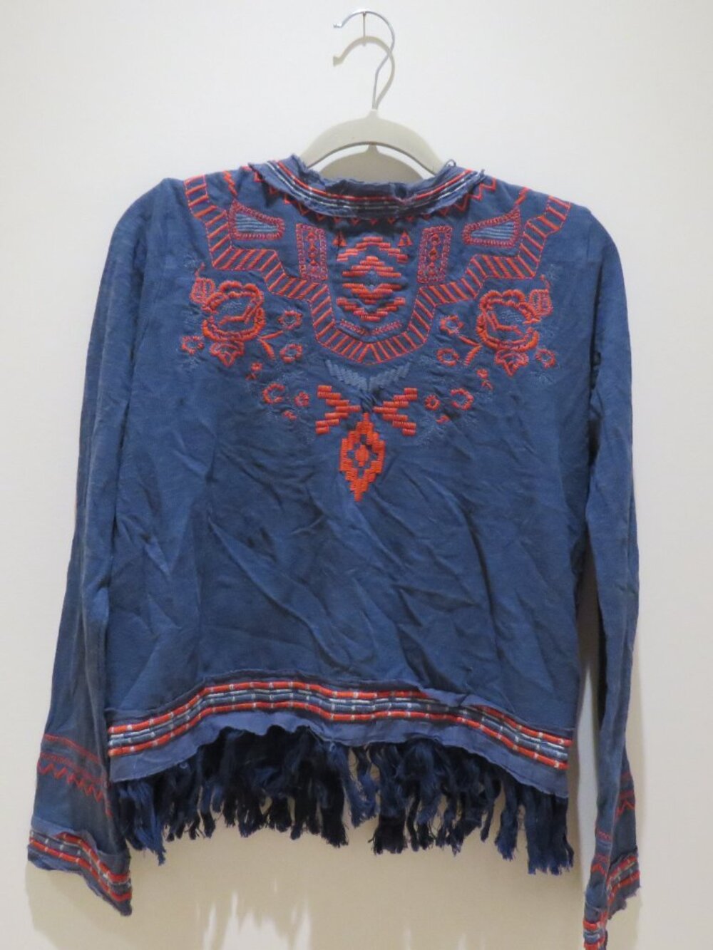 JOHNNY WAS BIYA Yatzil Fringed Embroidered Open Front Jacket Small Boho Festival - Picture 9 of 15